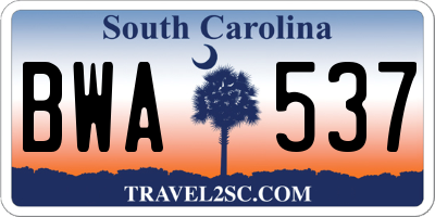 SC license plate BWA537