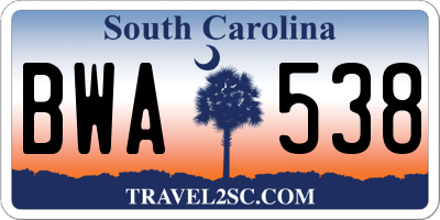 SC license plate BWA538