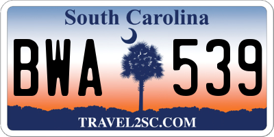 SC license plate BWA539
