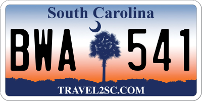 SC license plate BWA541