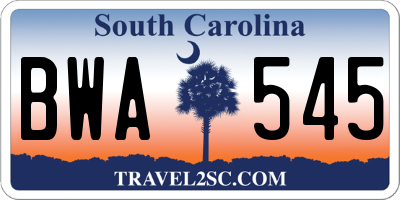 SC license plate BWA545