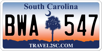 SC license plate BWA547