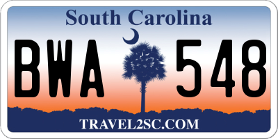 SC license plate BWA548