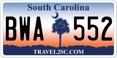 SC license plate BWA552