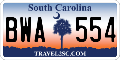 SC license plate BWA554