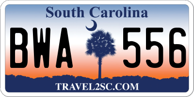 SC license plate BWA556