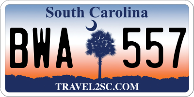 SC license plate BWA557