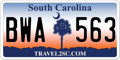 SC license plate BWA563