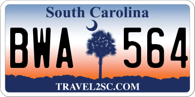 SC license plate BWA564