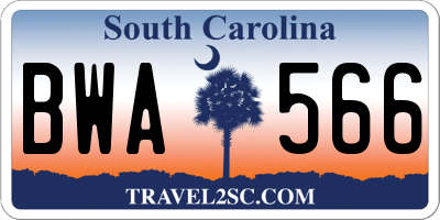 SC license plate BWA566