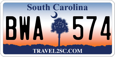SC license plate BWA574