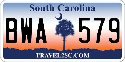 SC license plate BWA579