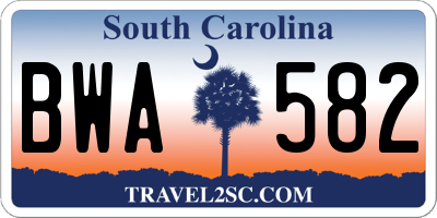 SC license plate BWA582