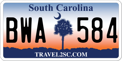 SC license plate BWA584