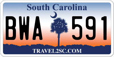 SC license plate BWA591