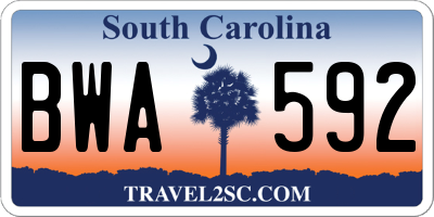 SC license plate BWA592
