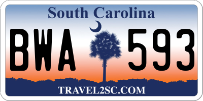 SC license plate BWA593