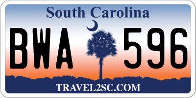 SC license plate BWA596