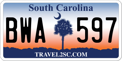 SC license plate BWA597