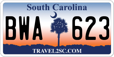 SC license plate BWA623