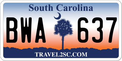 SC license plate BWA637