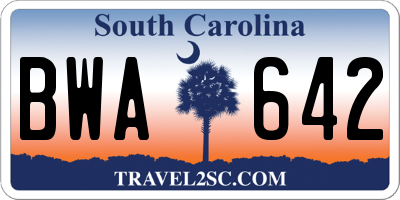 SC license plate BWA642