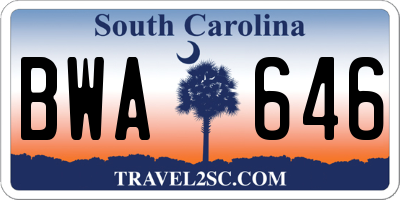 SC license plate BWA646
