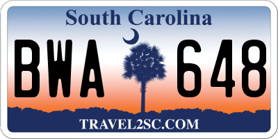 SC license plate BWA648