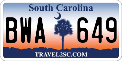 SC license plate BWA649