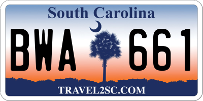 SC license plate BWA661