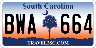 SC license plate BWA664