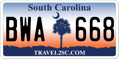 SC license plate BWA668