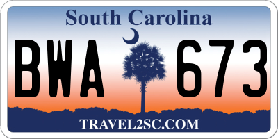 SC license plate BWA673