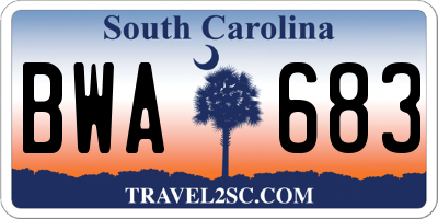 SC license plate BWA683