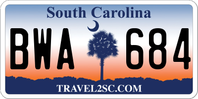 SC license plate BWA684
