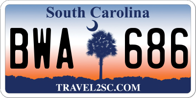 SC license plate BWA686