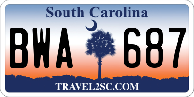 SC license plate BWA687