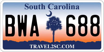 SC license plate BWA688