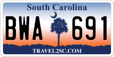 SC license plate BWA691