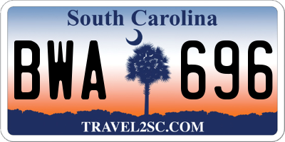 SC license plate BWA696