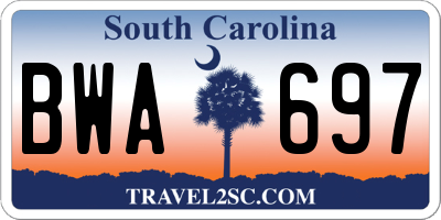 SC license plate BWA697
