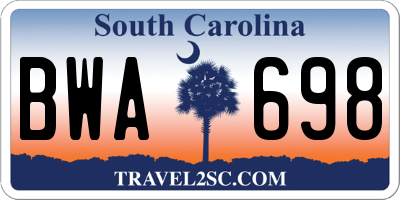 SC license plate BWA698