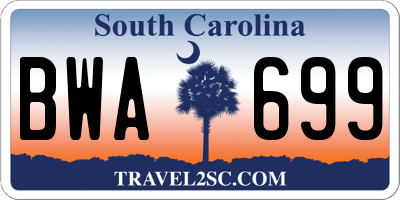 SC license plate BWA699