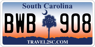 SC license plate BWB908