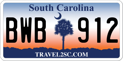 SC license plate BWB912