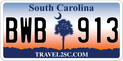 SC license plate BWB913