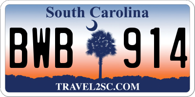SC license plate BWB914