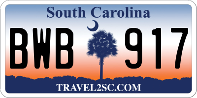 SC license plate BWB917