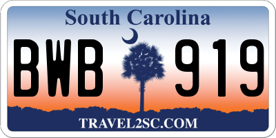 SC license plate BWB919
