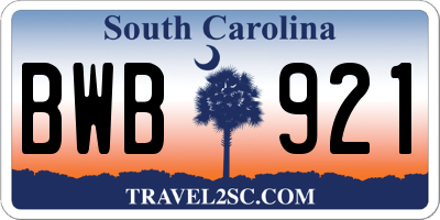 SC license plate BWB921
